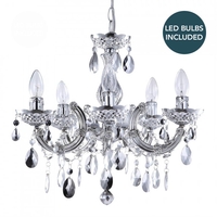 Marie Therese 5 Light Dual Mount Chandelier - Silver with LED Bulbs