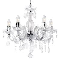 Marie Therese Chandelier 5 Light Dual Mount - Chrome