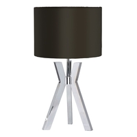 Metal Tripod 1 Light Table Lamp with Black Shade - Chrome