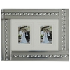 Mirrored 2 Picture Frame with Inlaid Crystal Style Droplets - Silver