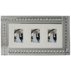 Mirrored 3 Picture Frame with Inlaid Crystal Style Droplets - Silver