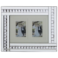 Mirrored Bar and Stud 2 Image Picture Frame - Silver