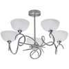 Modern Chandelier 5 Light with Alabaster Glass Shades - Satin Nickel
