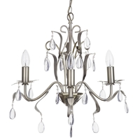 Modern Chandelier with Droplets Leaf Style 3 Light Antique Brass