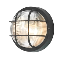 Mole Polycarbonate Round Bulkhead Outdoor Wall Light - Black