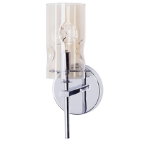 Monet 1 Light Champagne Tinted Glass Wall Light - Chrome