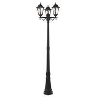 Neri Outdoor Polycarbonate Triple Head Tall Lamp Post Lantern - Black
