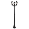 Neri Outdoor Polycarbonate Triple Head Tall Lamp Post Lantern - Black