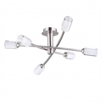Octi 6 Arm Semi Flush Ceiling Light - Satin Chrome