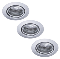 Opal Circular Adjustable Recessed Downlight 3 Pack - Brushed Steel