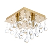 Orlando 4 Light Small Square Bathroom Flush Ceiling Light - Satin Brass