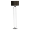 Oval 1 Light Floor Lamp with Black Shade - Chrome