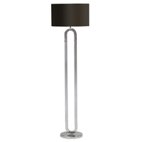 Oval 1 Light Floor Lamp with Black Shade - Chrome