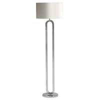 Oval 1 Light Floor Lamp with Pearl Shade - Chrome