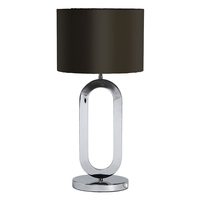 Oval 1 Light Table Lamp with Black Shade - Chrome