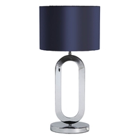 Oval 1 Light Table Lamp with Blue Shade - Chrome