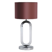 Oval 1 Light Table Lamp with Maroon Shade - Chrome