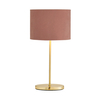Oval Brass Stick Table Lamp with Velvet Shade - Pink