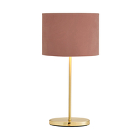 Oval Brass Stick Table Lamp with Velvet Shade - Pink