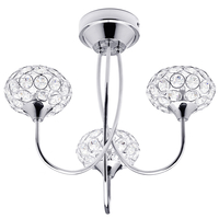 Ovii 3 Light Bathroom Semi Flush Ceiling Light - Chrome & Glass