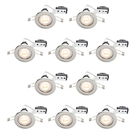 Pack of 10 Recessed Downlights with LED Bulbs - Brushed Chrome