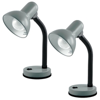Pack of 2 Caher 1 Light Flexi Neck Task Lamps - Grey