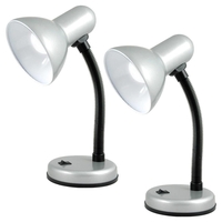 Pack of 2 Caher 1 Light Flexi Neck Task Lamps - Silver