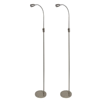 Pack of 2 Floor Lamps - Bishorn Adjustable LED - Brushed Chrome