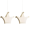 Pack of 2 Kingston Crown Pendant Ceiling Lights - White & Gold