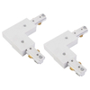 Pack of 2 L Shaped Connector for Single Circuit Mains Track - White