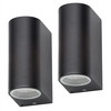 Pack of 2 Outdoor Twin LED Up and Down Lighter Wall Light - Black
