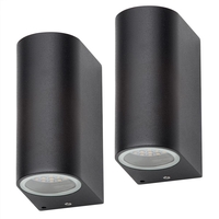 Pack of 2 Outdoor Twin LED Up and Down Lighter Wall Light - Black