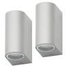 Pack of 2 Outdoor Twin LED Up and Down Lighter Wall Light - Grey