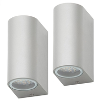 Pack of 2 Outdoor Twin LED Up and Down Lighter Wall Light - Grey