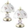 Pack of 2 Pulag Touch Sensitive Pink Flower Design Table Lamps - Brass