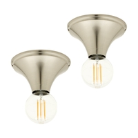 Pack of 2 Rosa 1 Light Flush Ceiling Cap Light - Satin Nickel