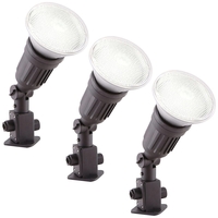 Pack of 3 Outdoor Garden Spike Lights with Free PAR38 Light Bulbs - Black