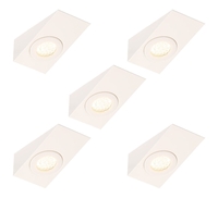Pack of 5 Bala Kitchen 1.5 Watt LED Wedge Shaped Downlighter with Frosted Shade - White