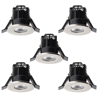 Pack of 5 Integral LED Fixed Warm White Fire Rated Downlights - Brushed Chrome