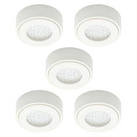 Pack of 5 Wakefield Kitchen 1.5 Watt LED Circular Cabinet Light with Frosted Shade - White
