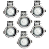 Pack of 6 Fire Rated IP20 Fixed Downlighter with LED Bulbs - Black Chrome