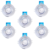 Pack of 6 Fire Rated IP20 Fixed Downlighter with LED Bulbs - Chrome