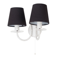 Pavlo Wall Light with Black Shades - 2 Light - White