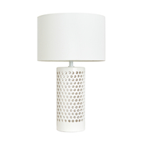 Pierced Ceramic Table Lamp - White