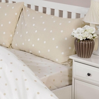 Polka Dot Double Fitted Sheet - Natural