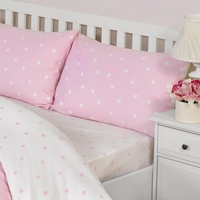 Polka Dot Single Fitted Bed Sheet - Pink