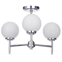 Preston 3 Light Bathroom Semi Flush Globe Ceiling Light - Chrome