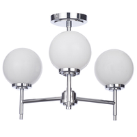 Preston 3 Light Bathroom Semi Flush Globe Ceiling Light - Chrome