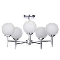 Preston 5 Light Bathroom Semi Flush Globe Ceiling Light - Chrome