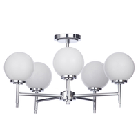 Preston 5 Light Bathroom Semi Flush Globe Ceiling Light - Chrome